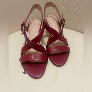 NINE WEST BERTYO RED CROSS STRAP SANDALS 6.5M